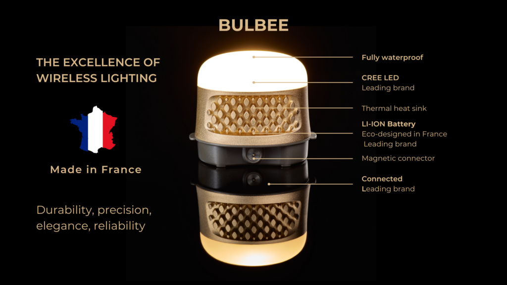 Technical details BULBEE wireless bulb 500 lumens rechargeable battery 9-hour battery life